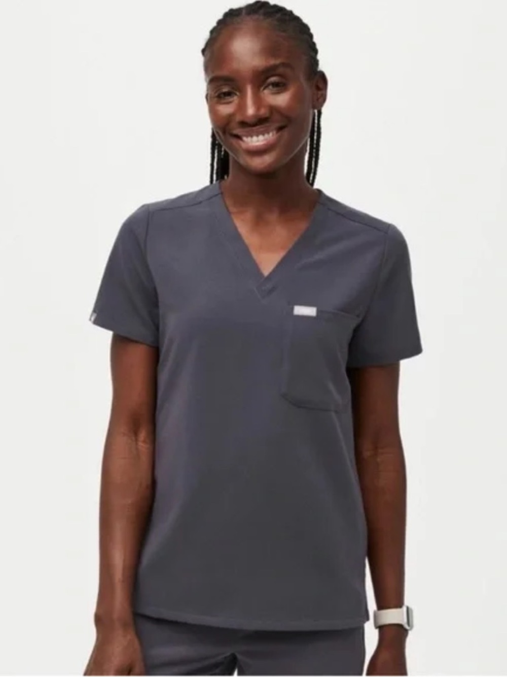 Figs Catarina One-Pocket Women's V-Neck Scrub Top in Charcoal size XS technical